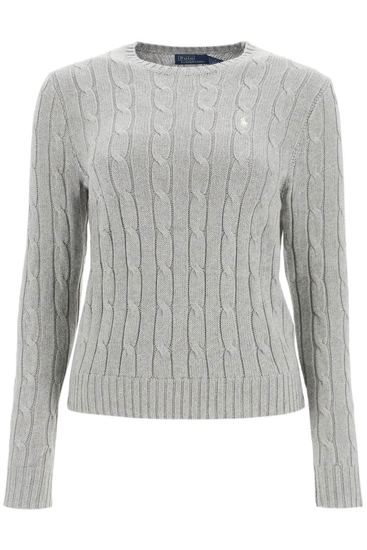 Cable Knit Cotton Sweater  - Grey