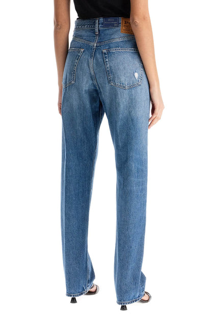 Light Blue High-waisted Straight Women's Jeans  - Blue