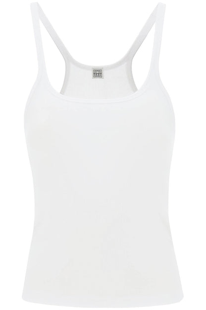 Scoop Neck Rib Tank Top  - White