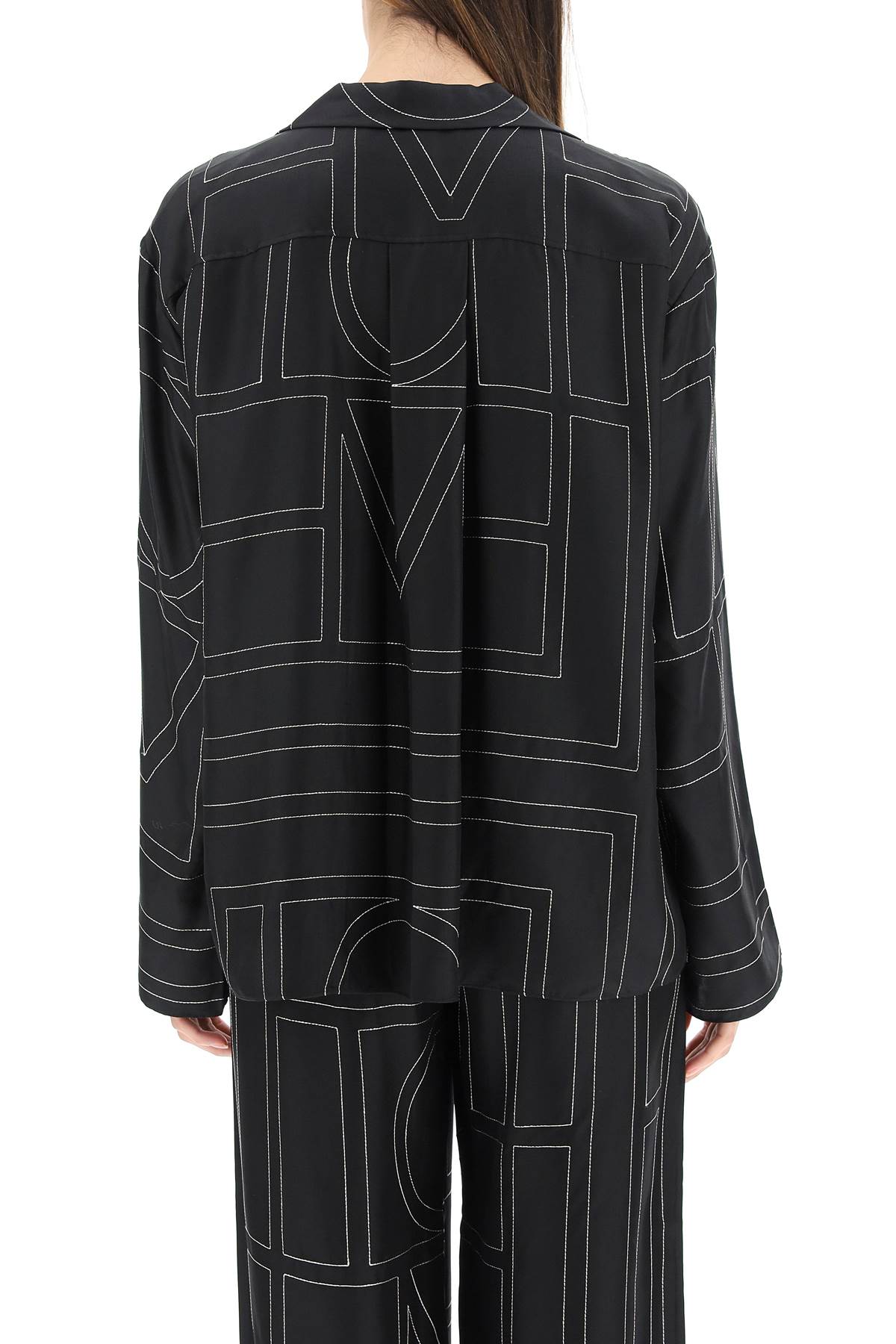 Monogram Silk Pajama Top  - Black