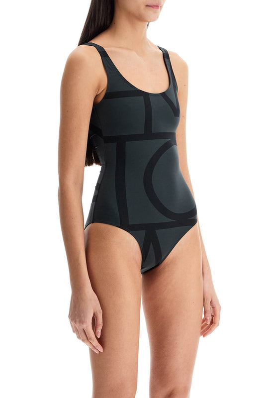 One Piece Monogram Swimsuit  - Black