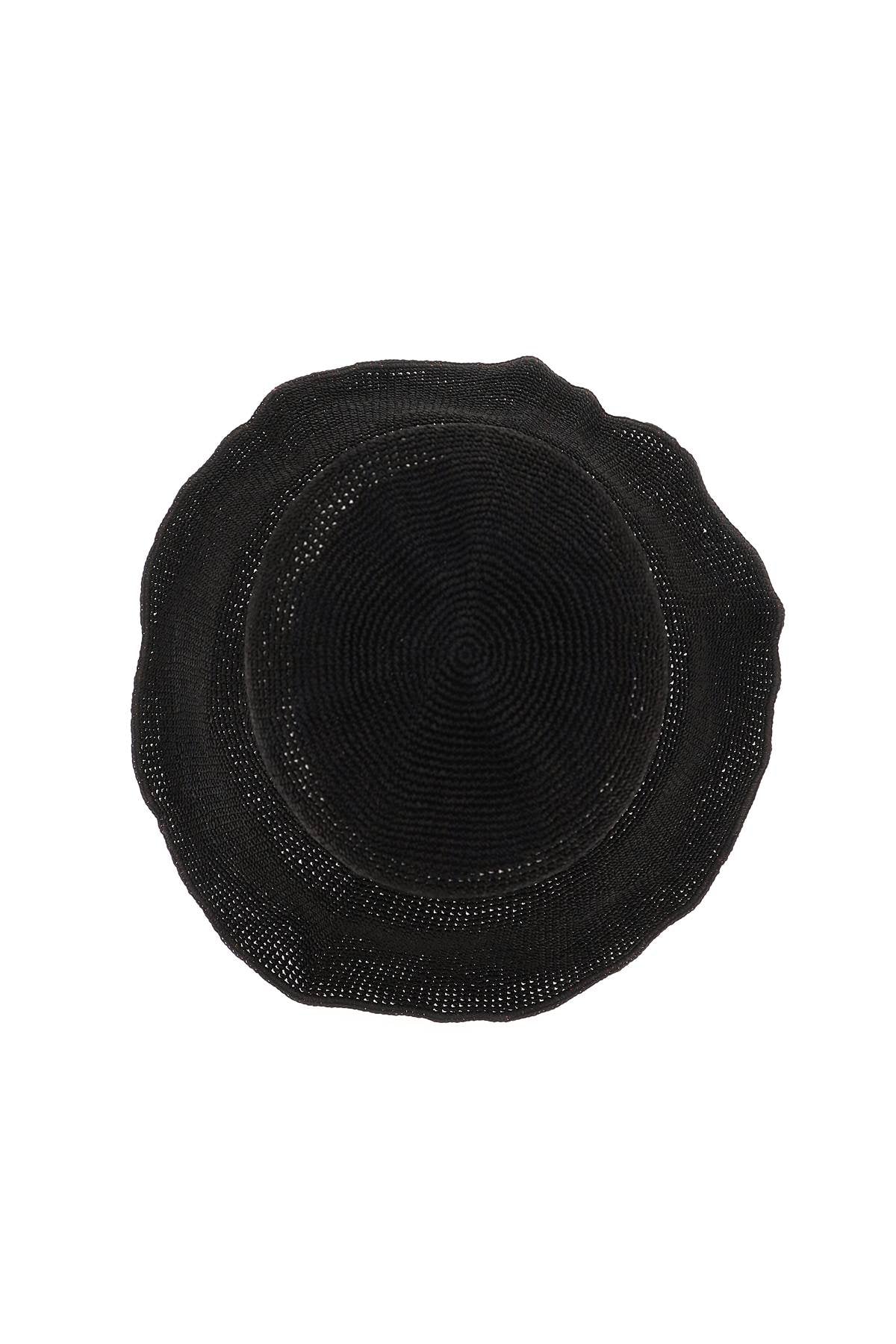 Paper Straw Bucket Hat  - Black