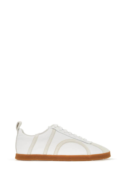 Leather Sneakers With Suede Monogram  - White