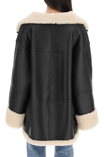 Oversized Shearling Jacket  - Black