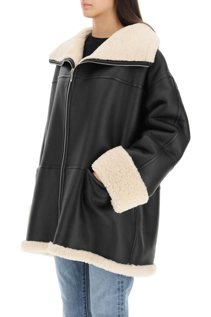 Oversized Shearling Jacket  - Black