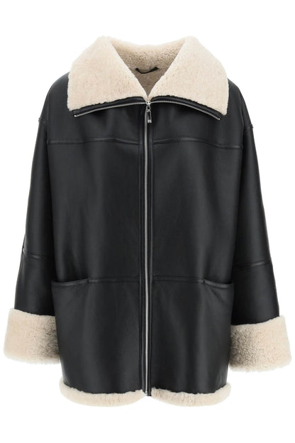 Oversized Shearling Jacket  - Black