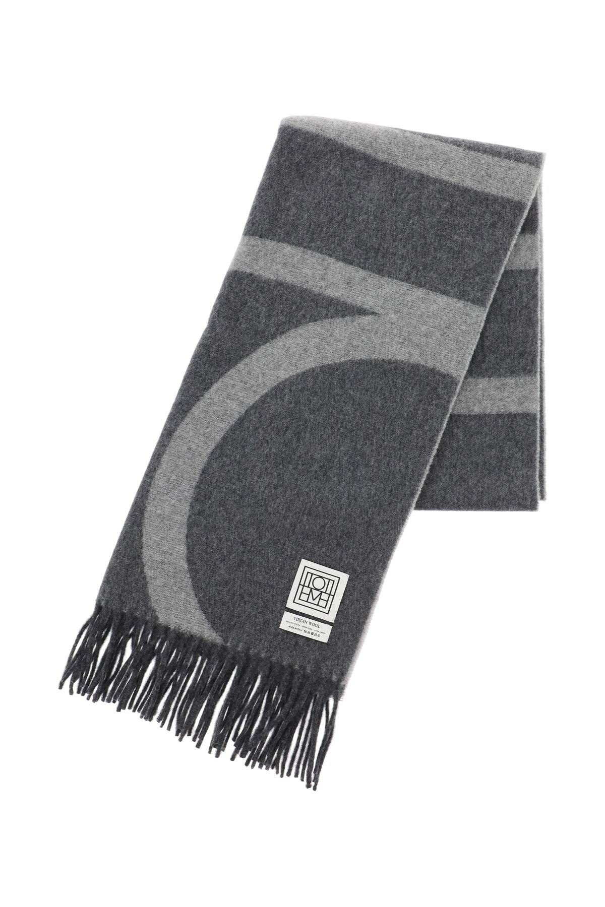 Monogram Jacquard Wool Scarf  - Grey