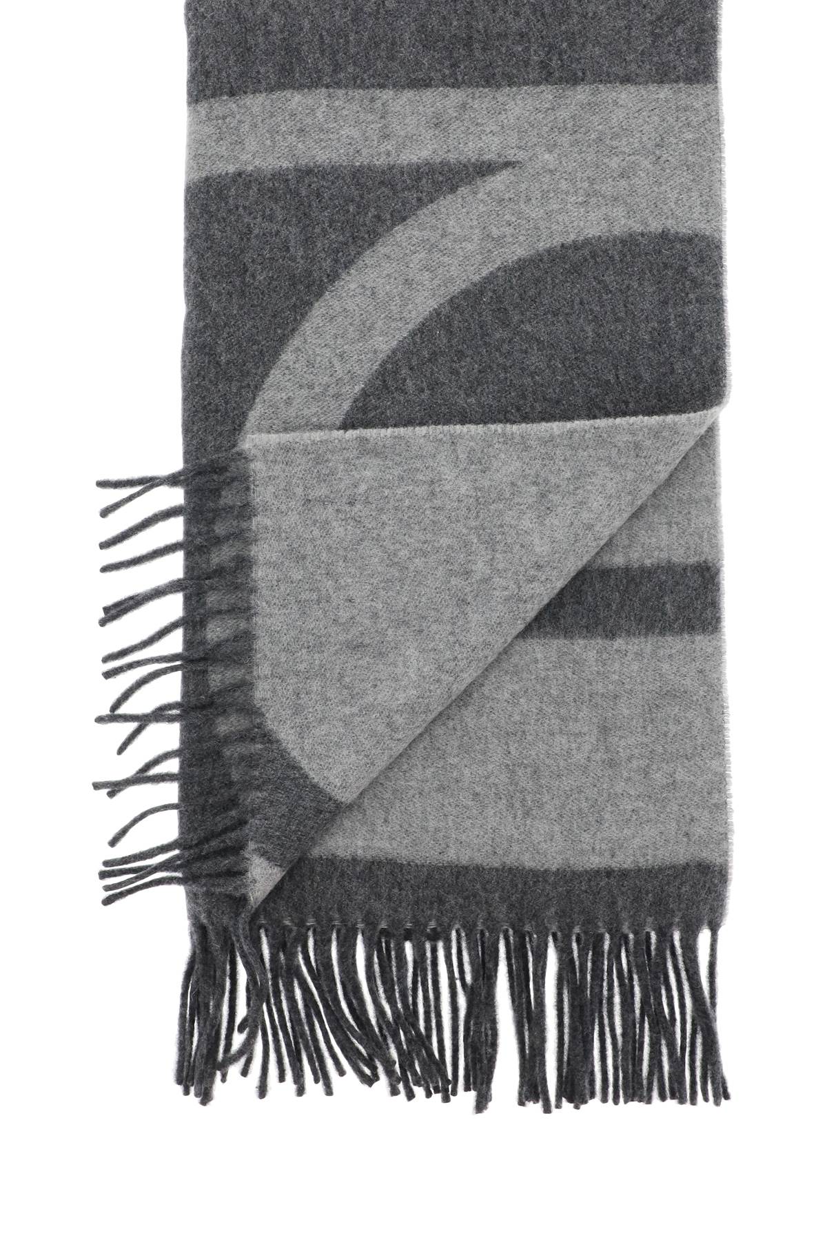 Monogram Jacquard Wool Scarf  - Grey