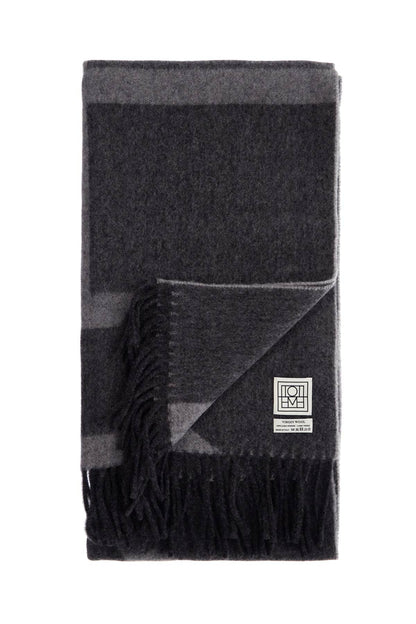 Gray Monogram Jacquard Scarf In Rws Virgin Wool  - Grey