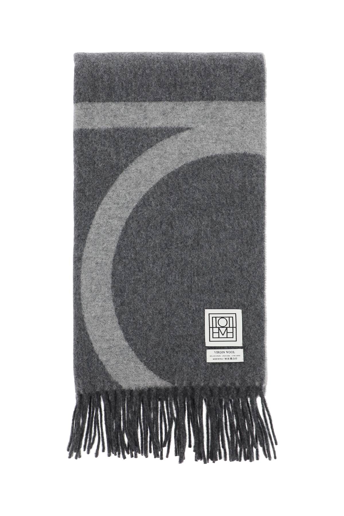 Monogram Jacquard Wool Scarf  - Grey