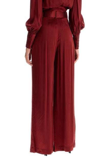 Silk Satin Palazzo Pants In Nine  - Red