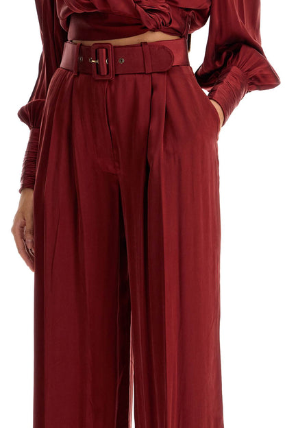 Silk Satin Palazzo Pants In Nine  - Red