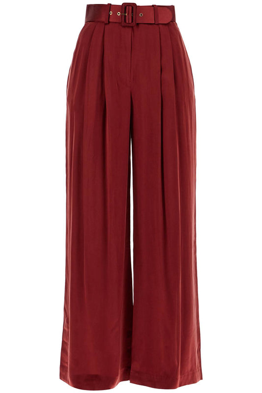 Silk Satin Palazzo Pants In Nine  - Red