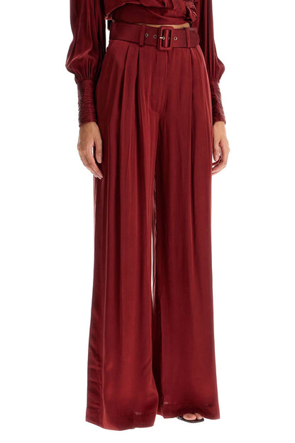 Silk Satin Palazzo Pants In Nine  - Red