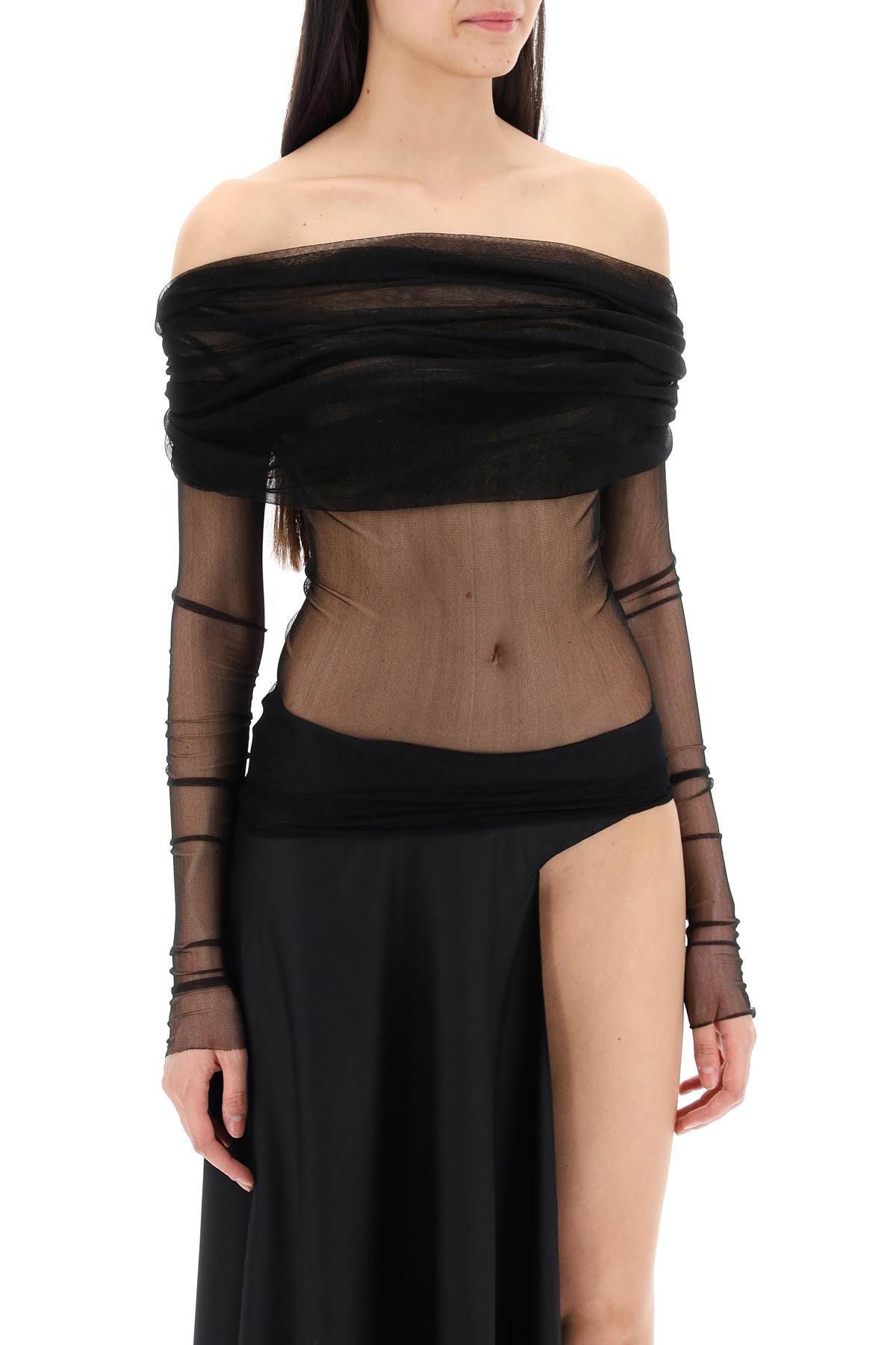 'silk Tulle Off-should  - Black