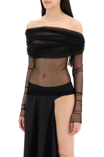 'silk Tulle Off-should  - Black