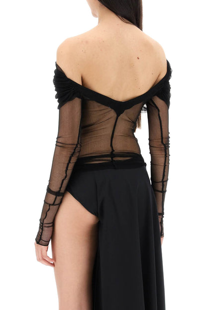 'silk Tulle Off-should  - Black