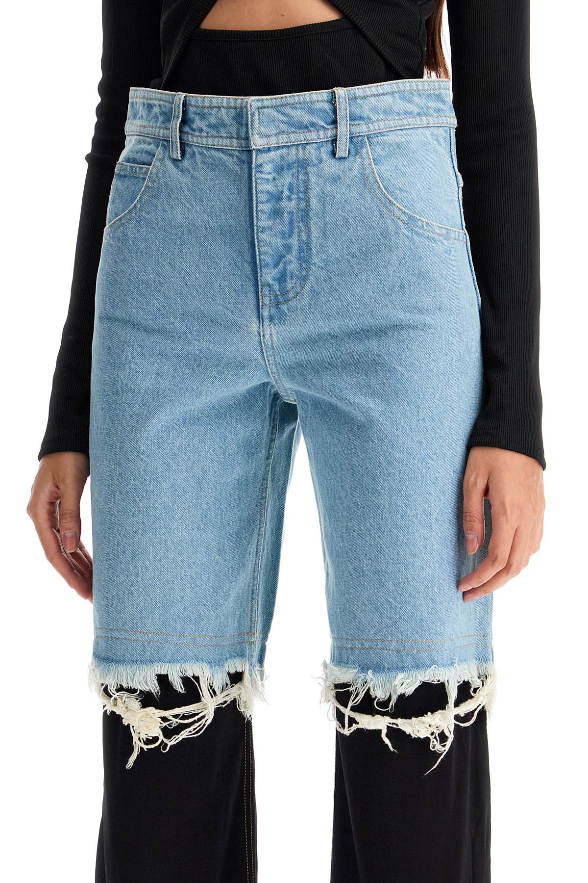 High-waisted Jeans With Jersey Inserts  - Blue