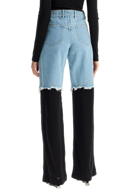 High-waisted Jeans With Jersey Inserts  - Blue