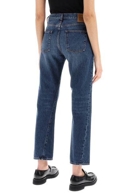 Twisted Seam Straight Jeans  - Blue