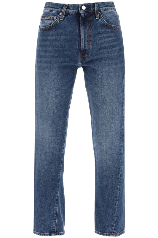 Twisted Seam Straight Jeans  - Blue