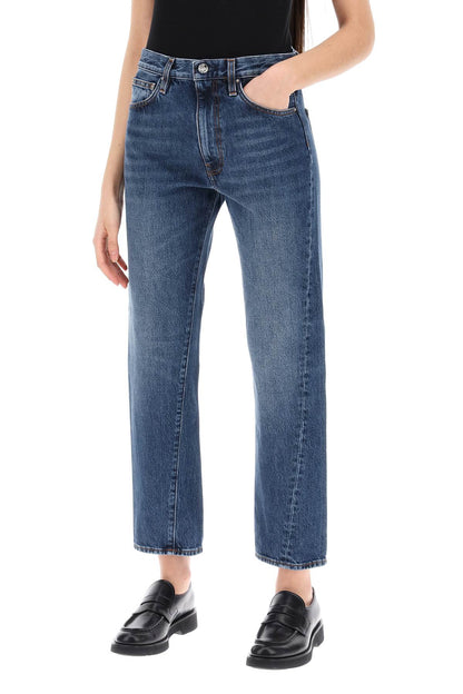 Twisted Seam Straight Jeans  - Blue