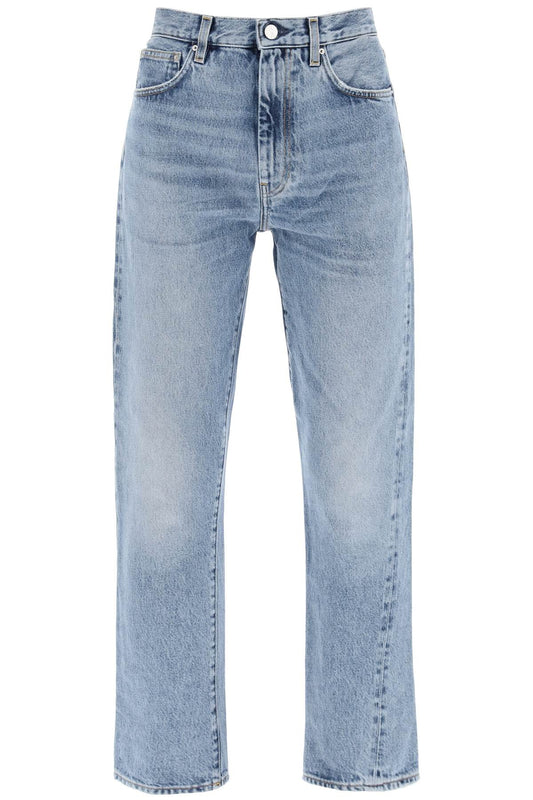 Twisted Seam Cropped Jeans  - Blue