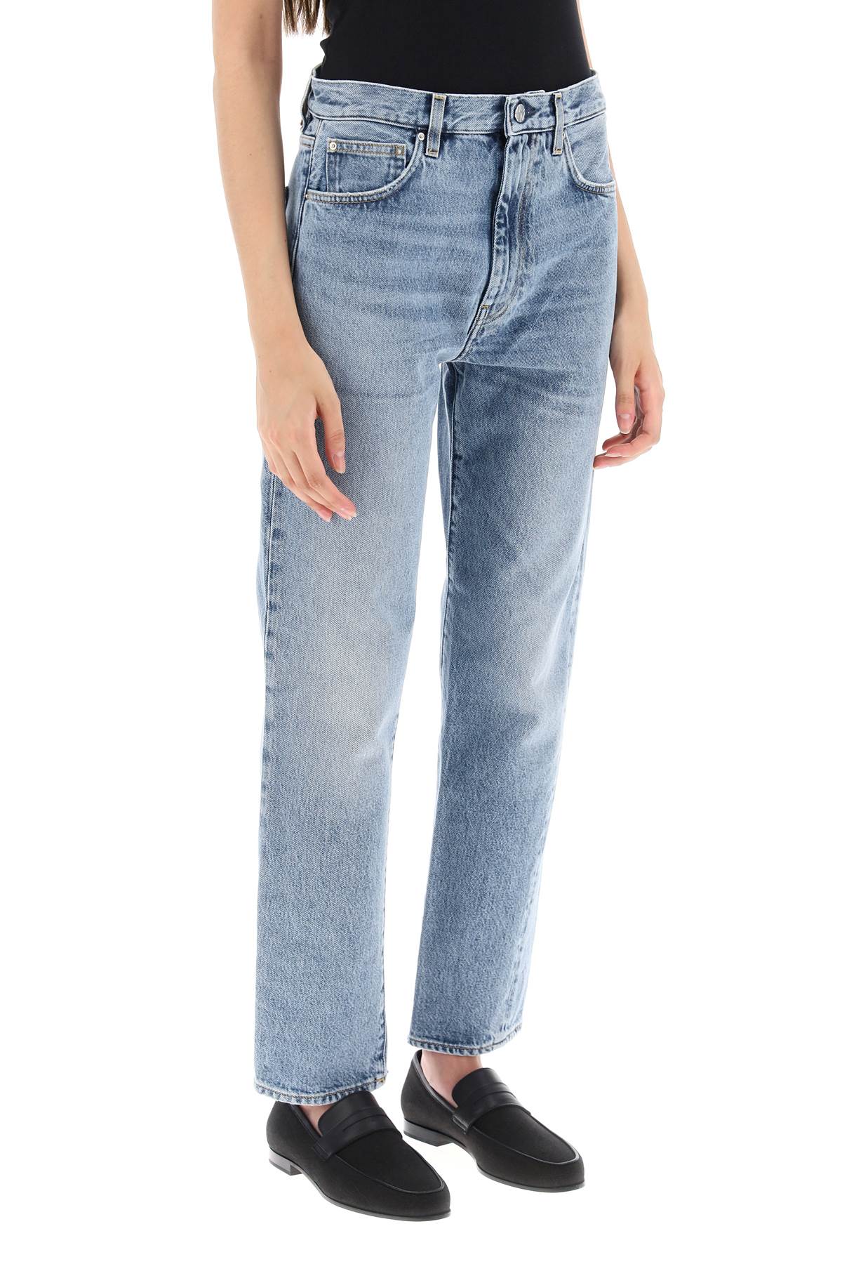 Twisted Seam Cropped Jeans  - Blue