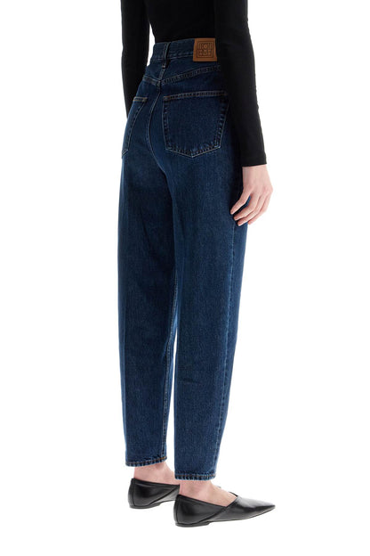 Dark Blue Organic Cotton Tapered Jeans  - Blue