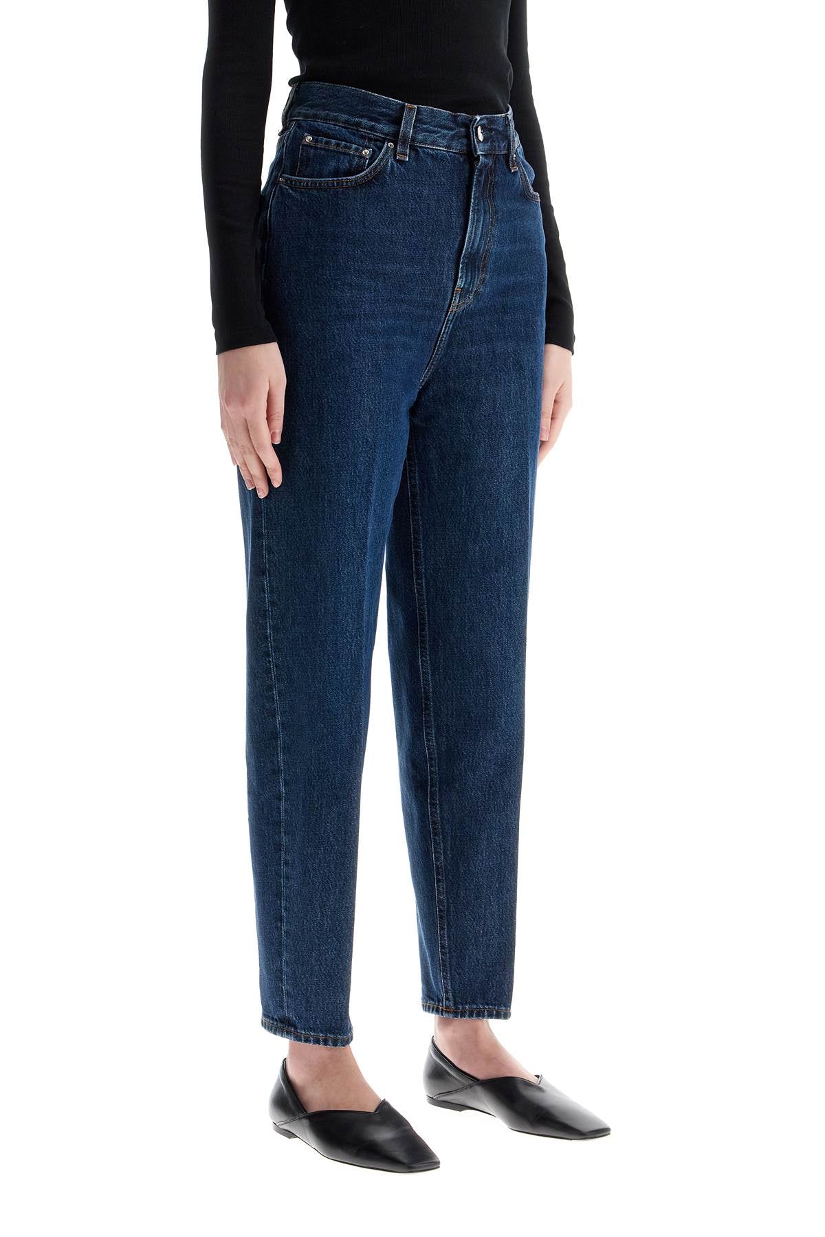 Dark Blue Organic Cotton Tapered Jeans  - Blue