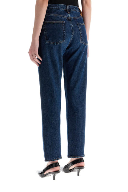 Dark Blue Organic Cotton Jeans With Twisted Seams  - Blue