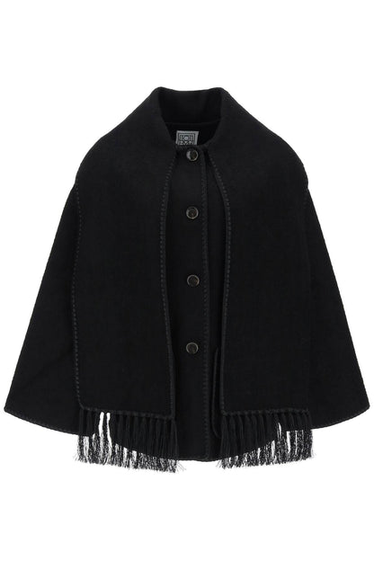 Embroidered Scarf Jacket  - Black