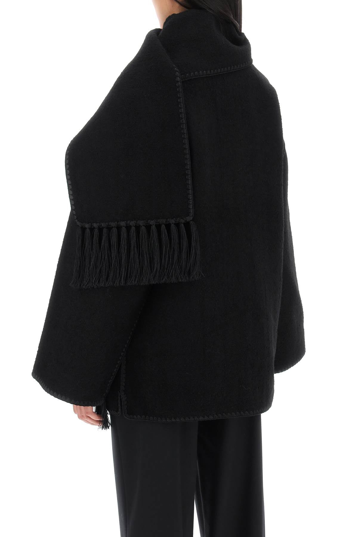 Embroidered Scarf Jacket  - Black