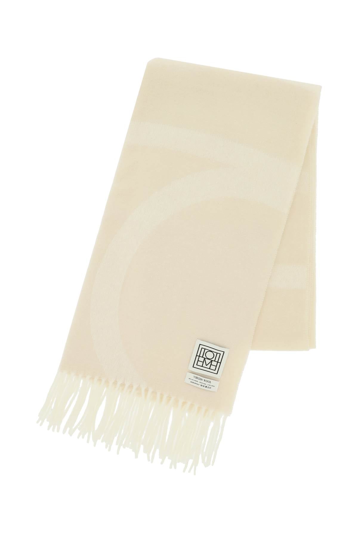 Monogram Jacquard Wool Scarf  - Beige