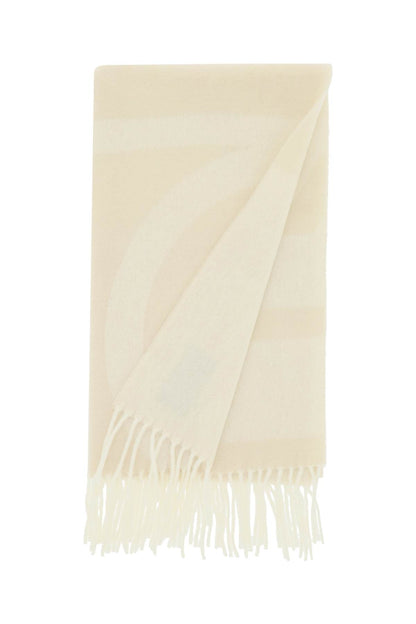 Monogram Jacquard Wool Scarf  - Beige