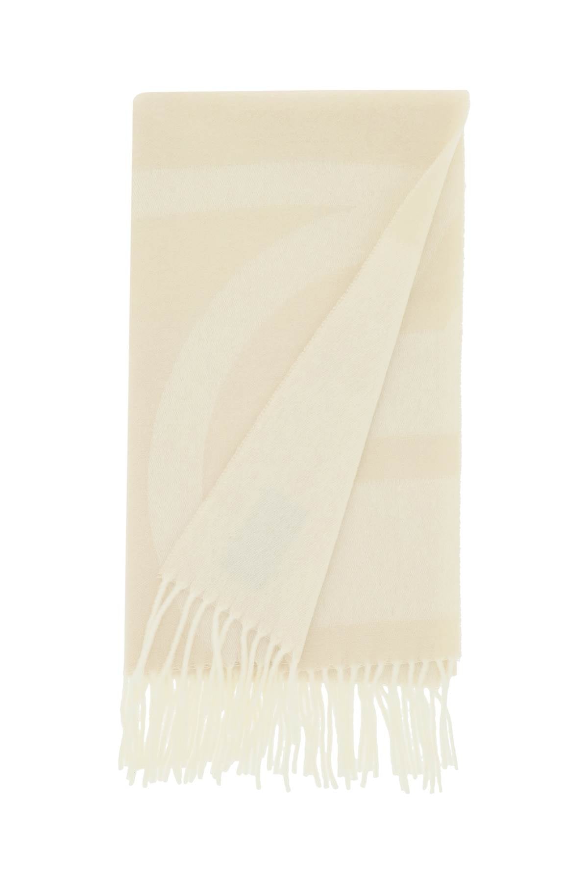 Monogram Jacquard Wool Scarf  - Beige