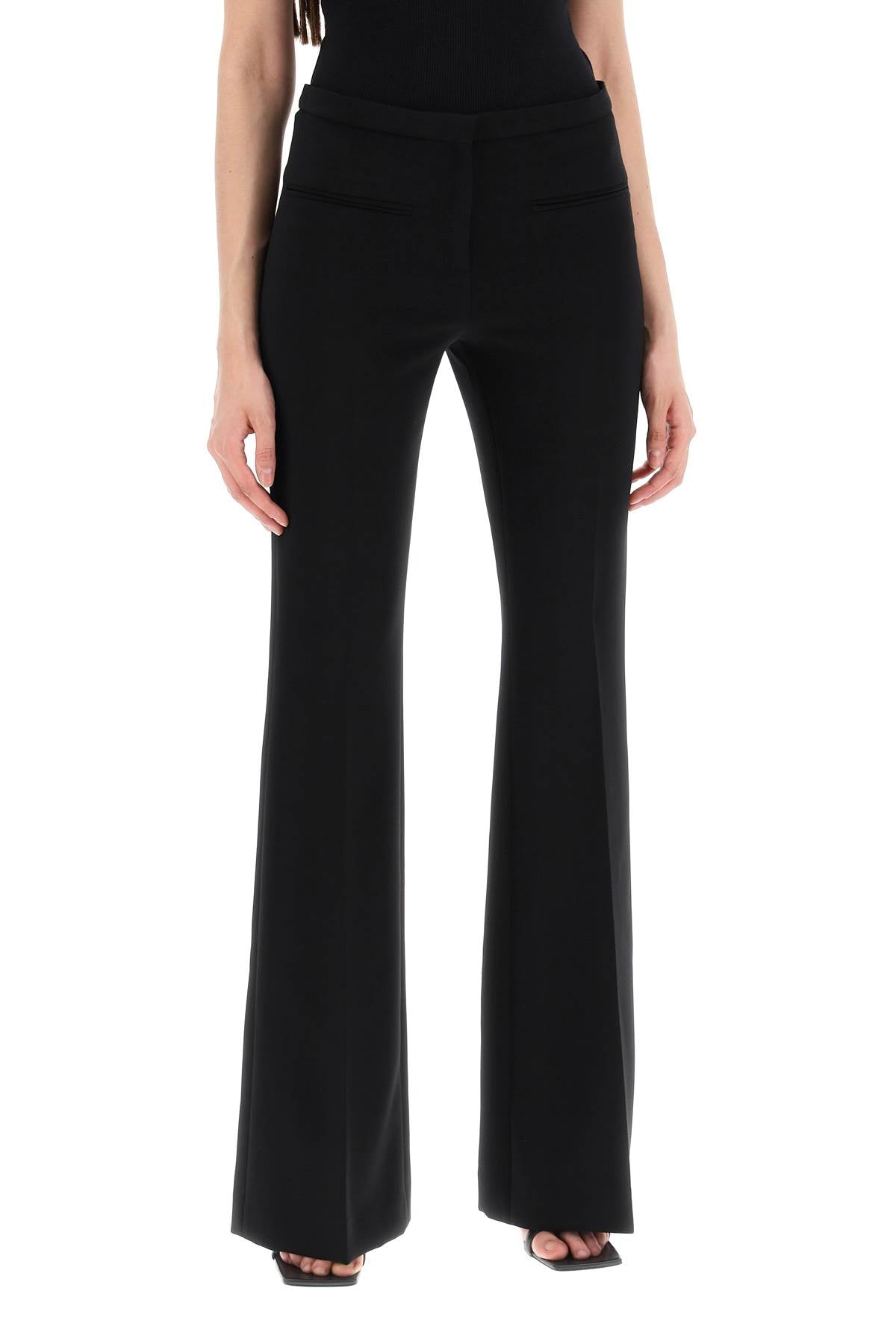 Tailored Bootcut Pants In Technical Jersey  - Black