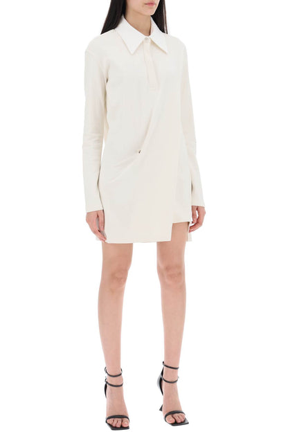 Twisted Polo Mini Dress  - White