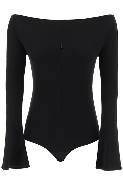 "invisible Front Zip Bodycon Dress"  - Black