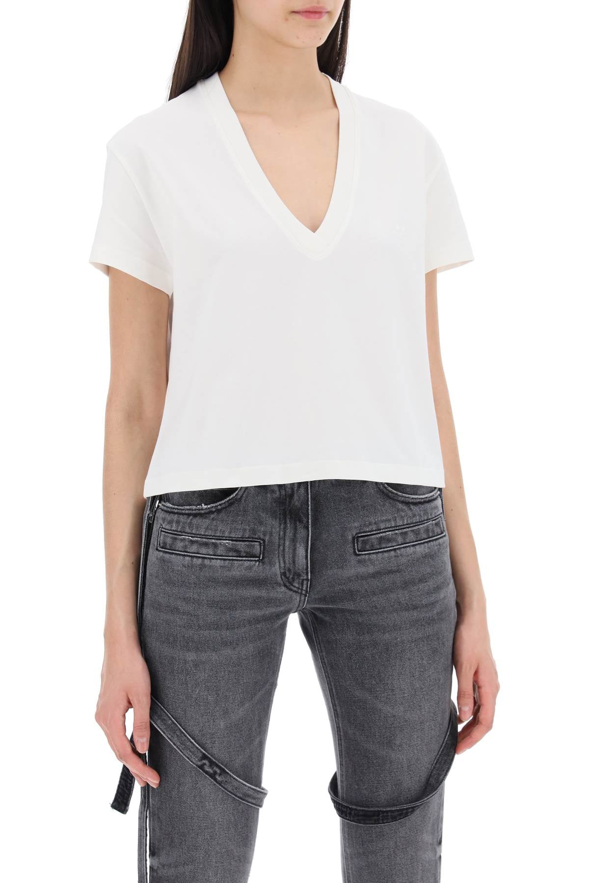 Cropped Logo T-shirt With  - White