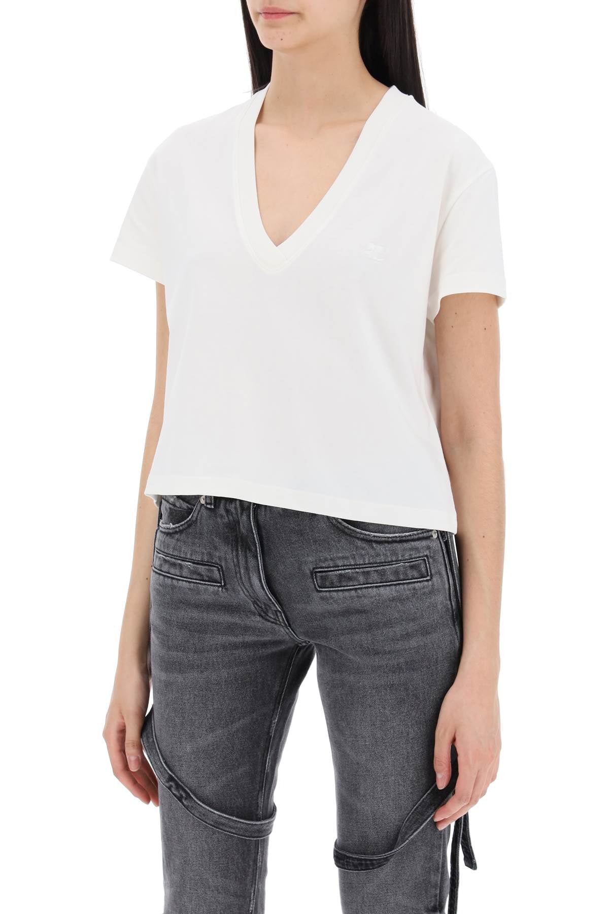 Cropped Logo T-shirt With  - White