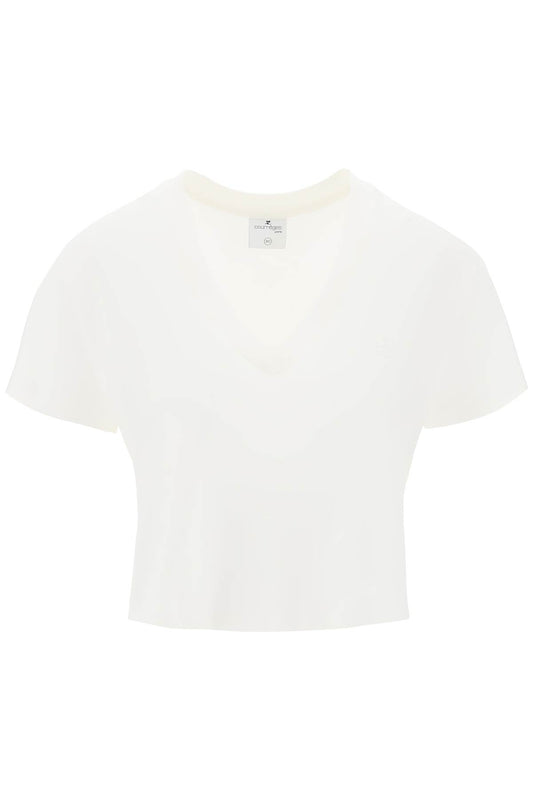 Cropped Logo T-shirt With  - White