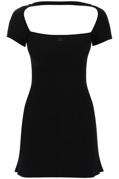 "hyperbole Mini Ribbed Jersey Dress With  - Black