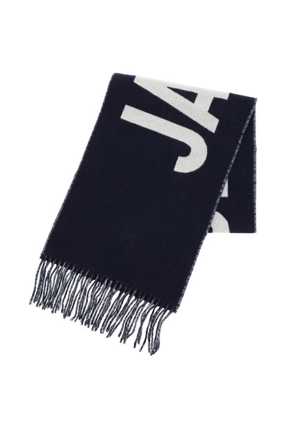 Logo Wool Scarf  - Blue