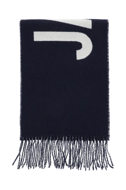 Logo Wool Scarf  - Blue