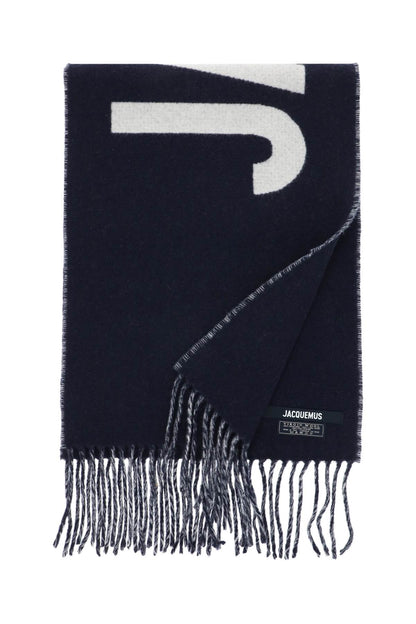 Logo Wool Scarf  - Blue