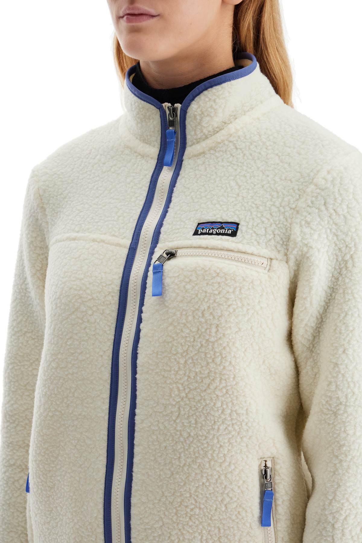 Women's Retro Pile Fleece Jacket With  - White