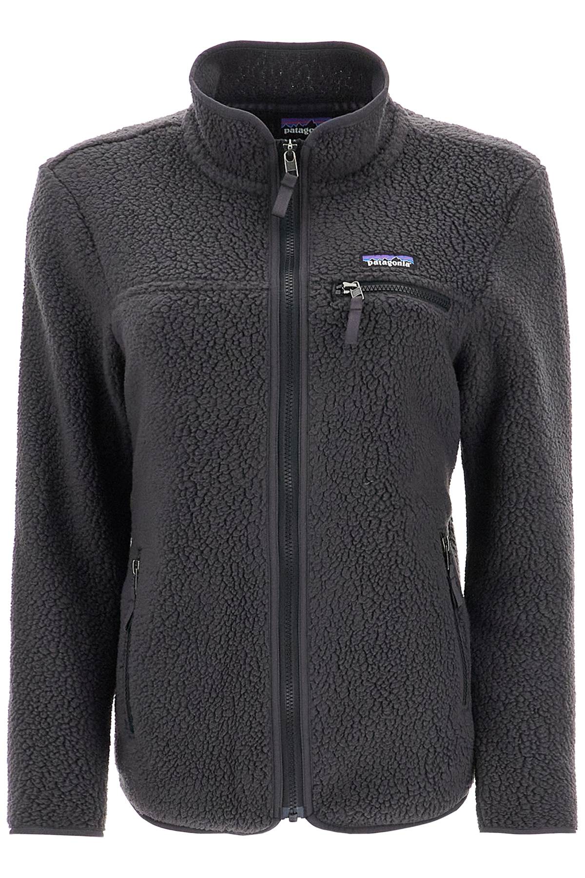 Women's Retro Pile Fleece Jacket With  - Black