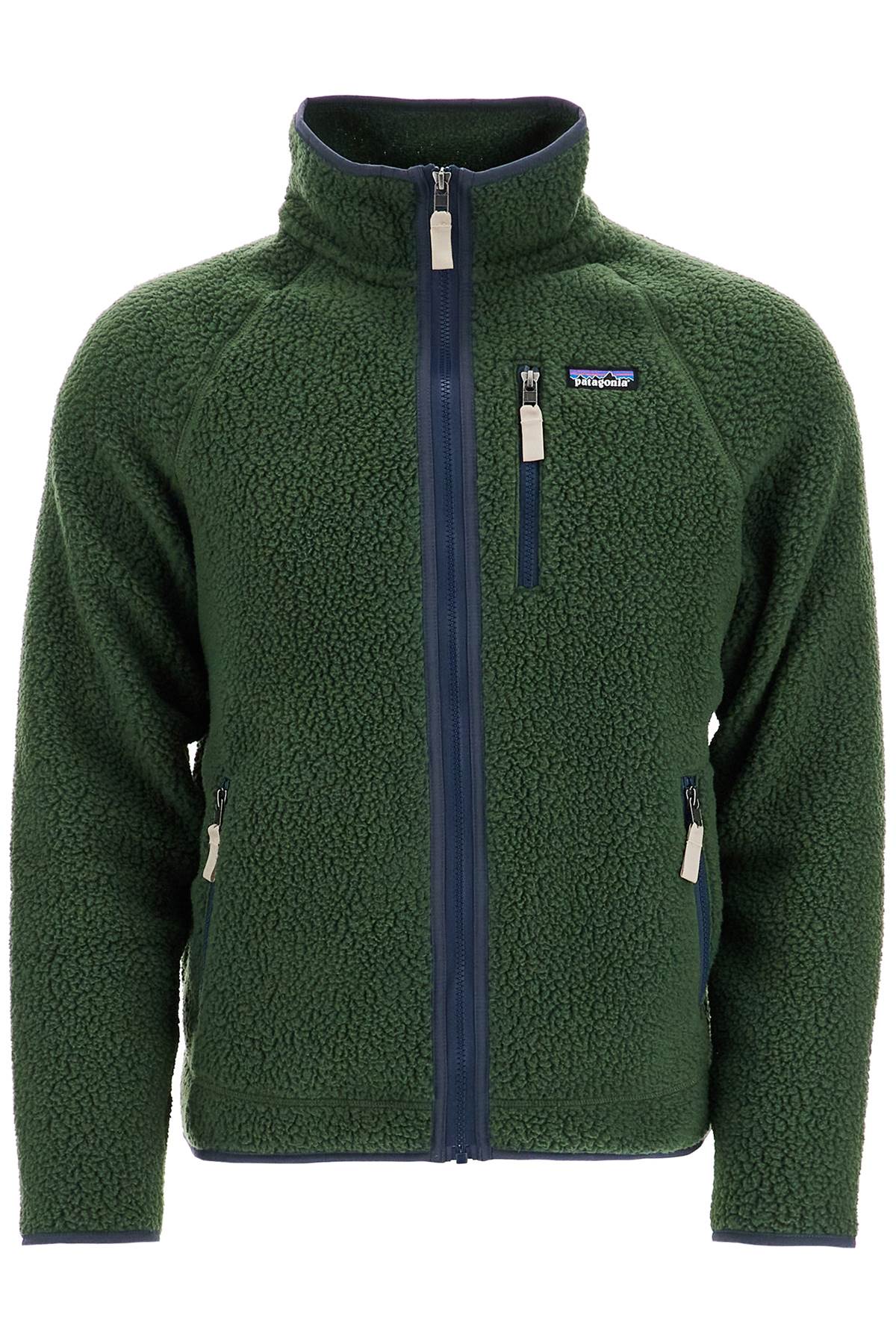 Sweatshirt With Zipper And Retro Design  - Green