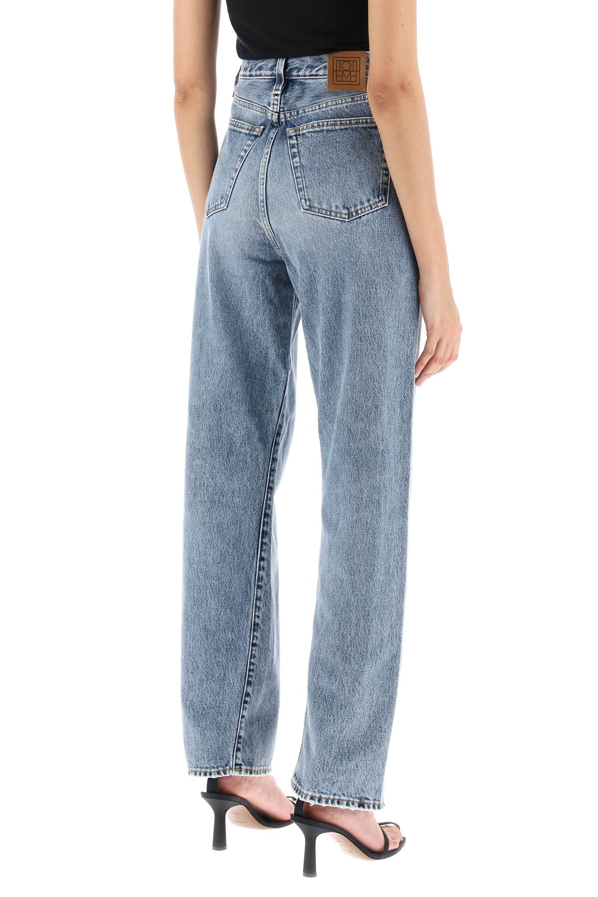 Twisted Seam Straight Jeans  - Blue